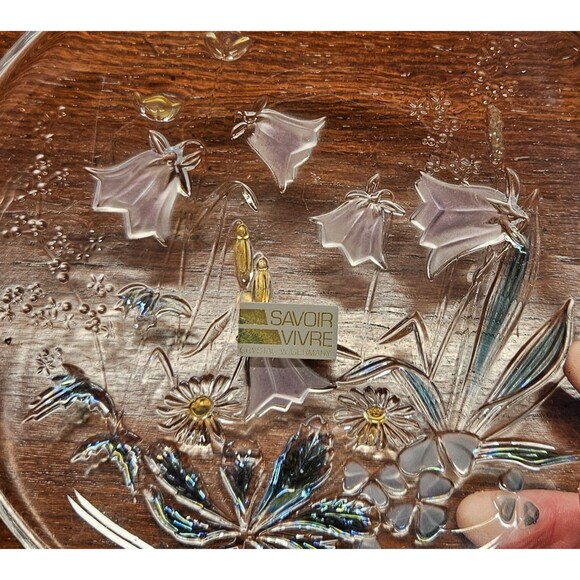 Set of 2 Savoir Vivre Crystal Germany Dessert Salad Plates Spring Meadows 7.5" - Picture 3 of 5